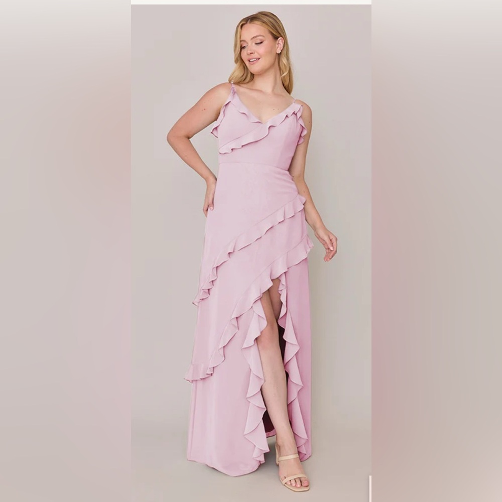 Elegant Pink Ruffle Gown